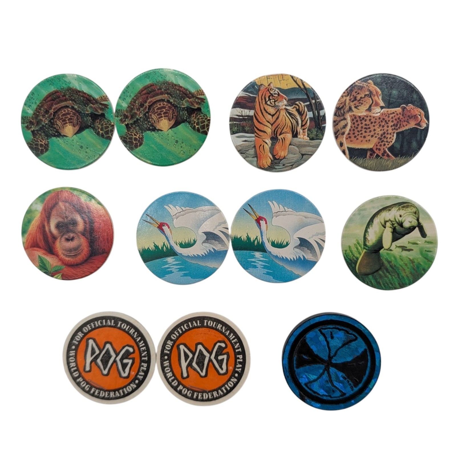 VTG 1990s The WORLD POG FEDERATION POG Brand Lot 10 Pogs + 1 SLAMMER Authentic
