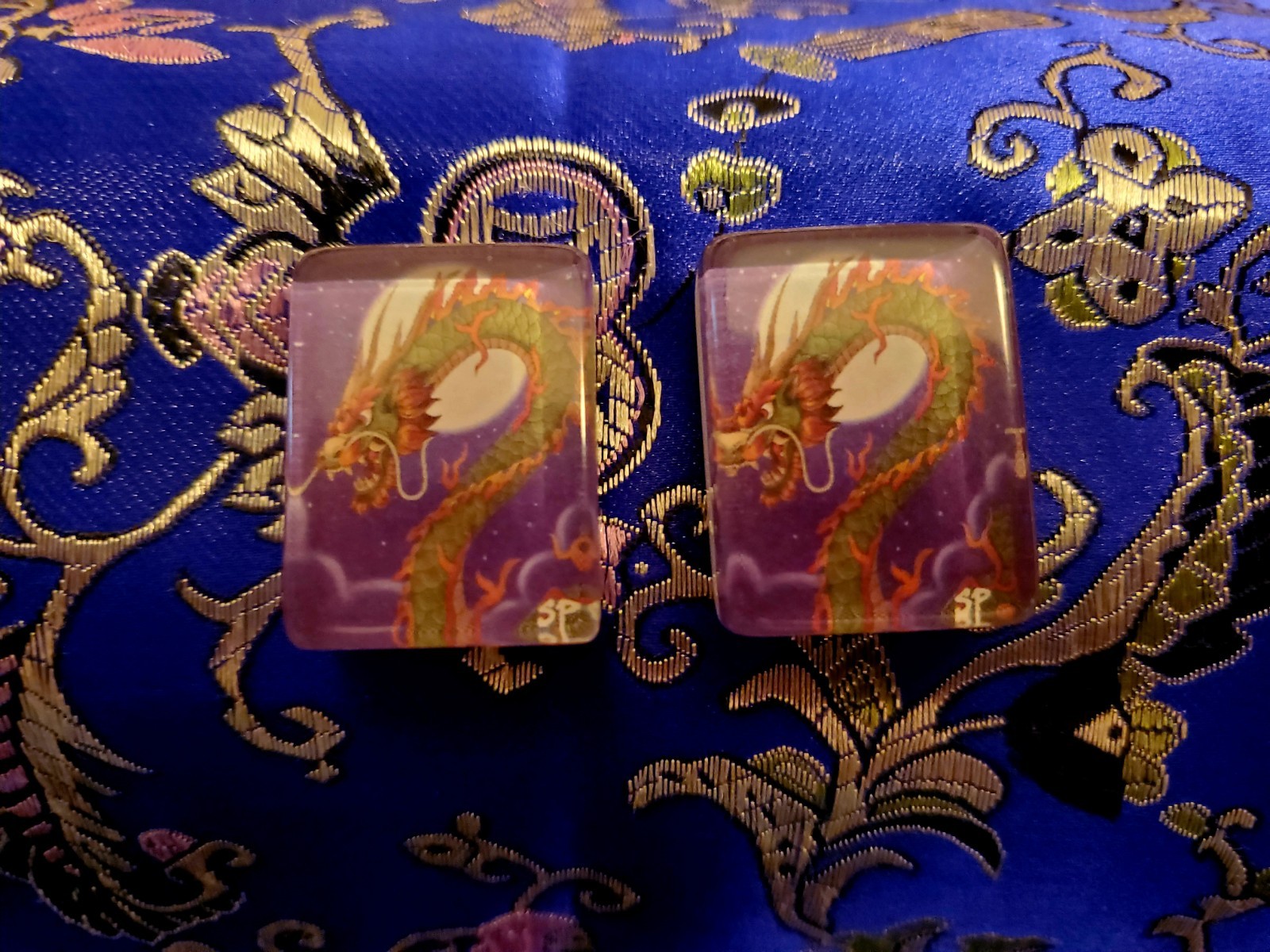 RARE Where the Wind Blows Mahjong Set 170 Floating Purple Dragon Tiles w/Racks