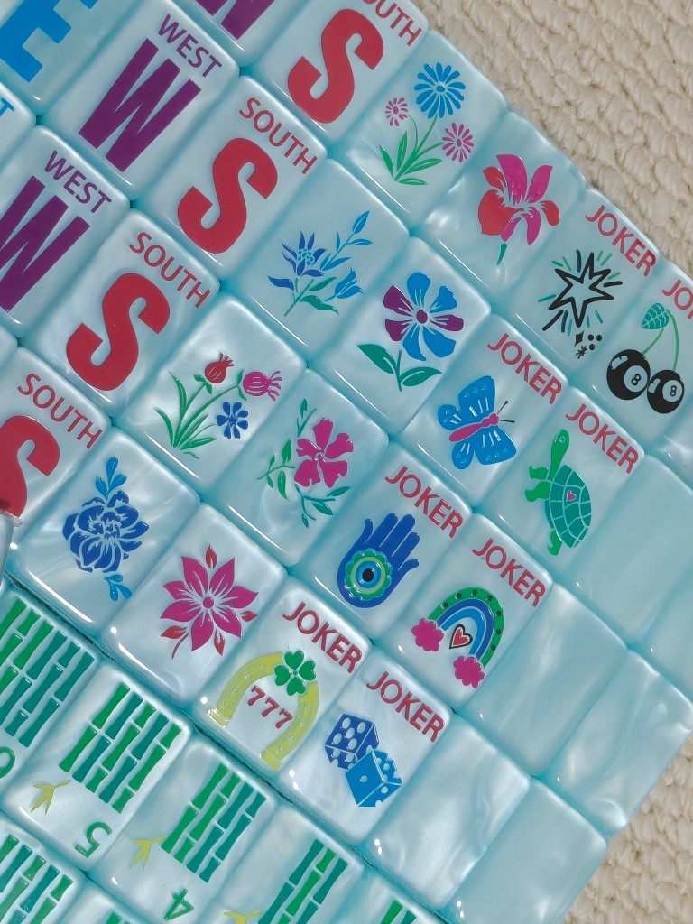 Premium American Mahjong Set 160pcs – Pearl Blue