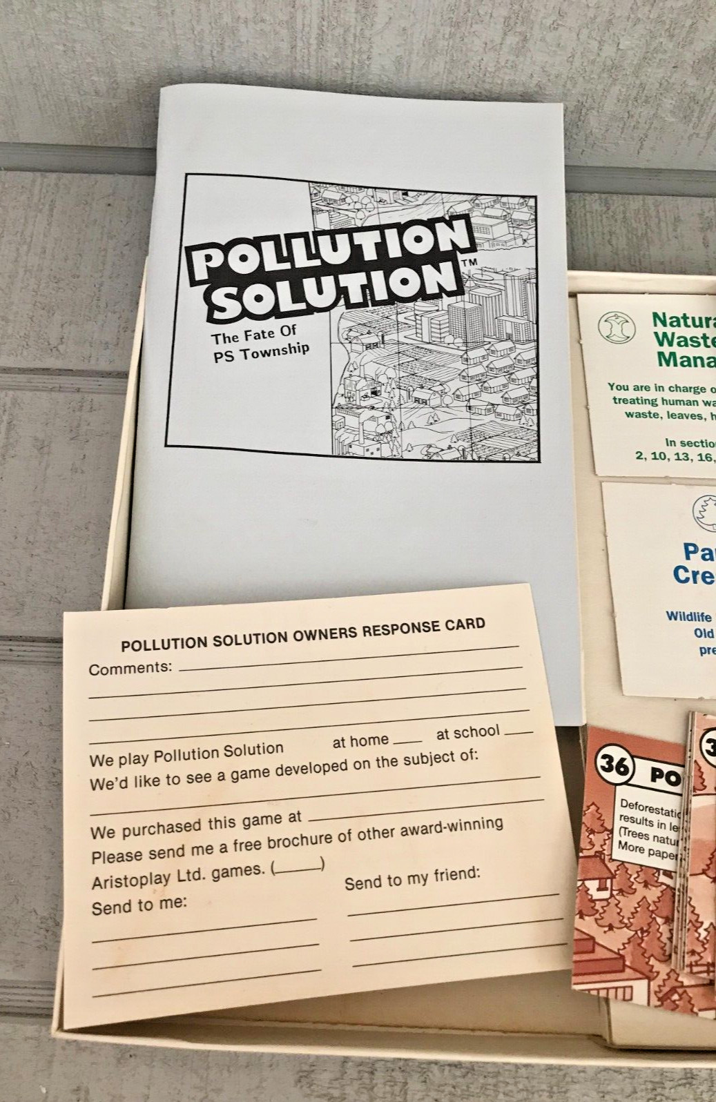 Vintage 1989 Aristoplay Ltd. POLLUTION SOLUTION Board Game ~ Complete