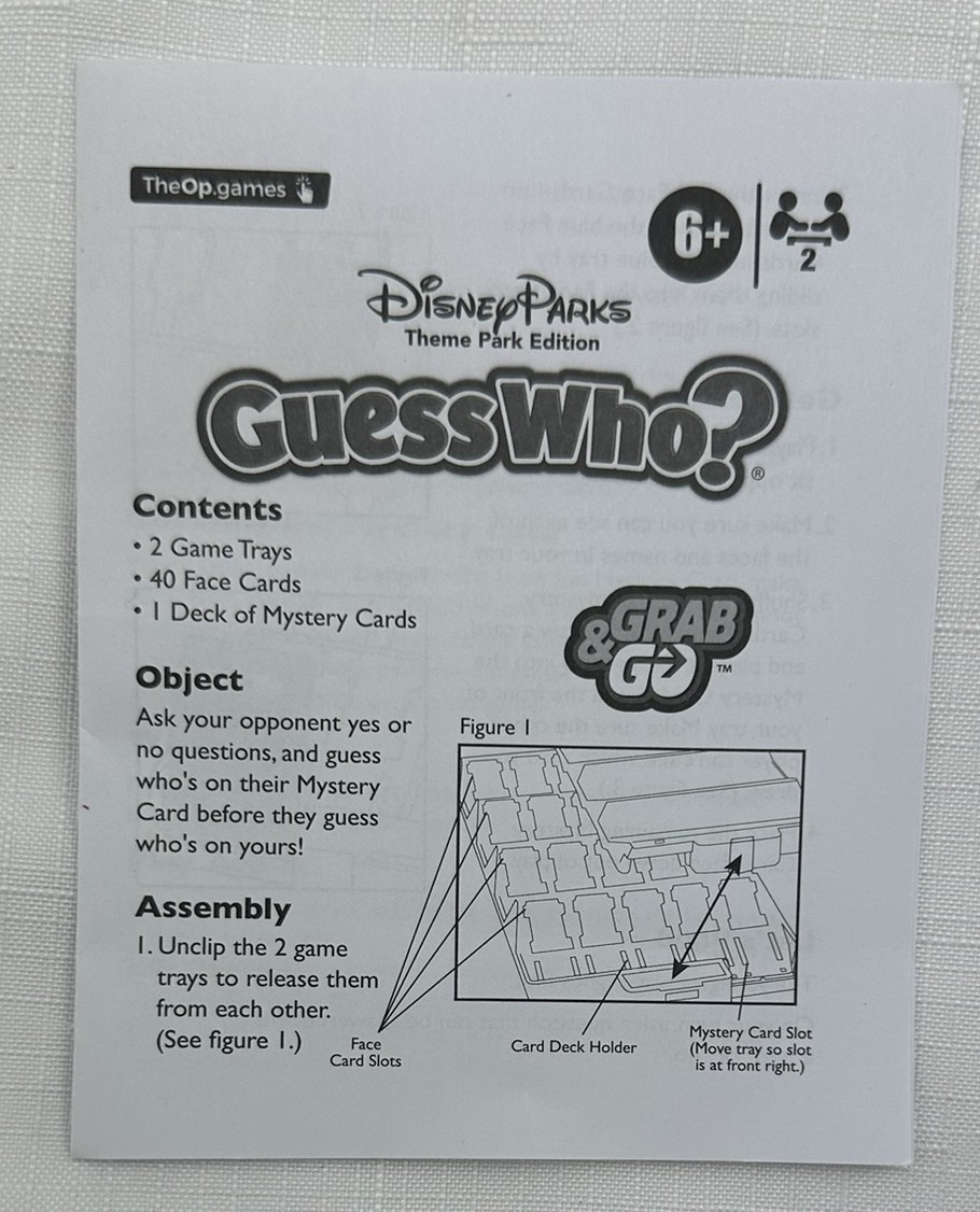 Disney Parks Guess Who Game Travel Game in Great Condition FREE SHIPPING