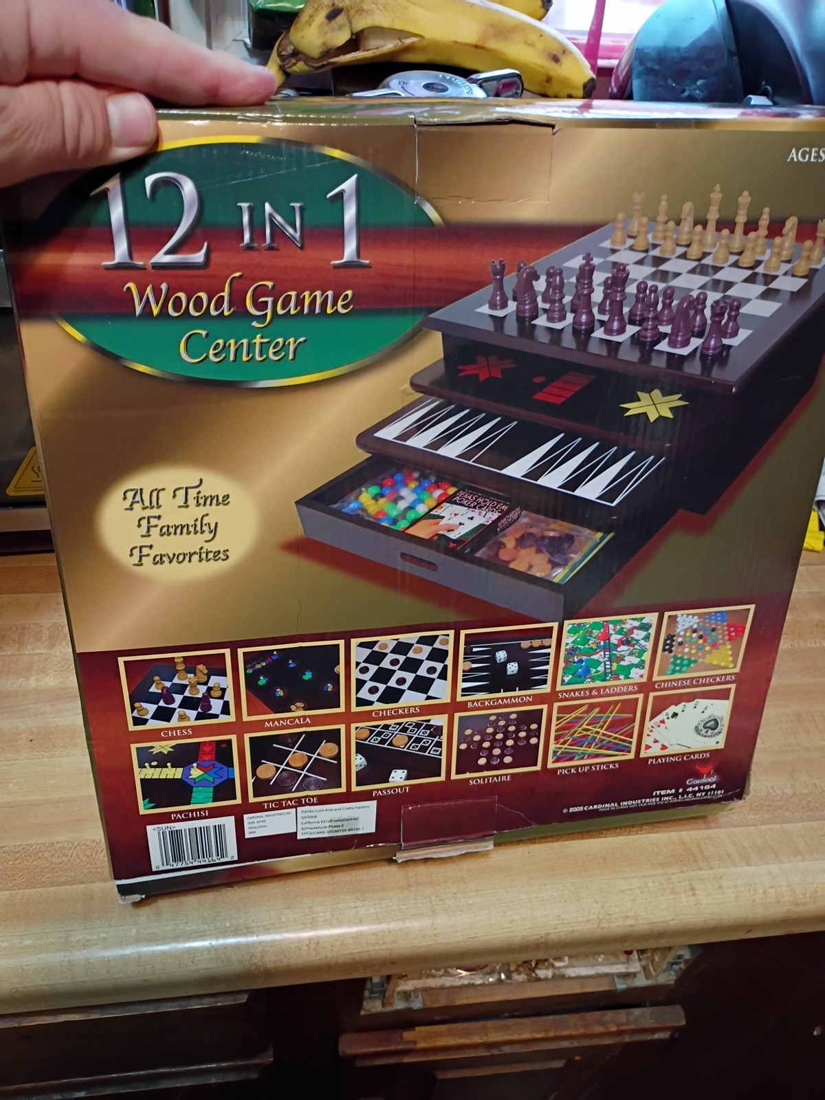 12 in 1 Wood Cardinal Game Center Set Chess Backgammon Chinese Checkers Mancala