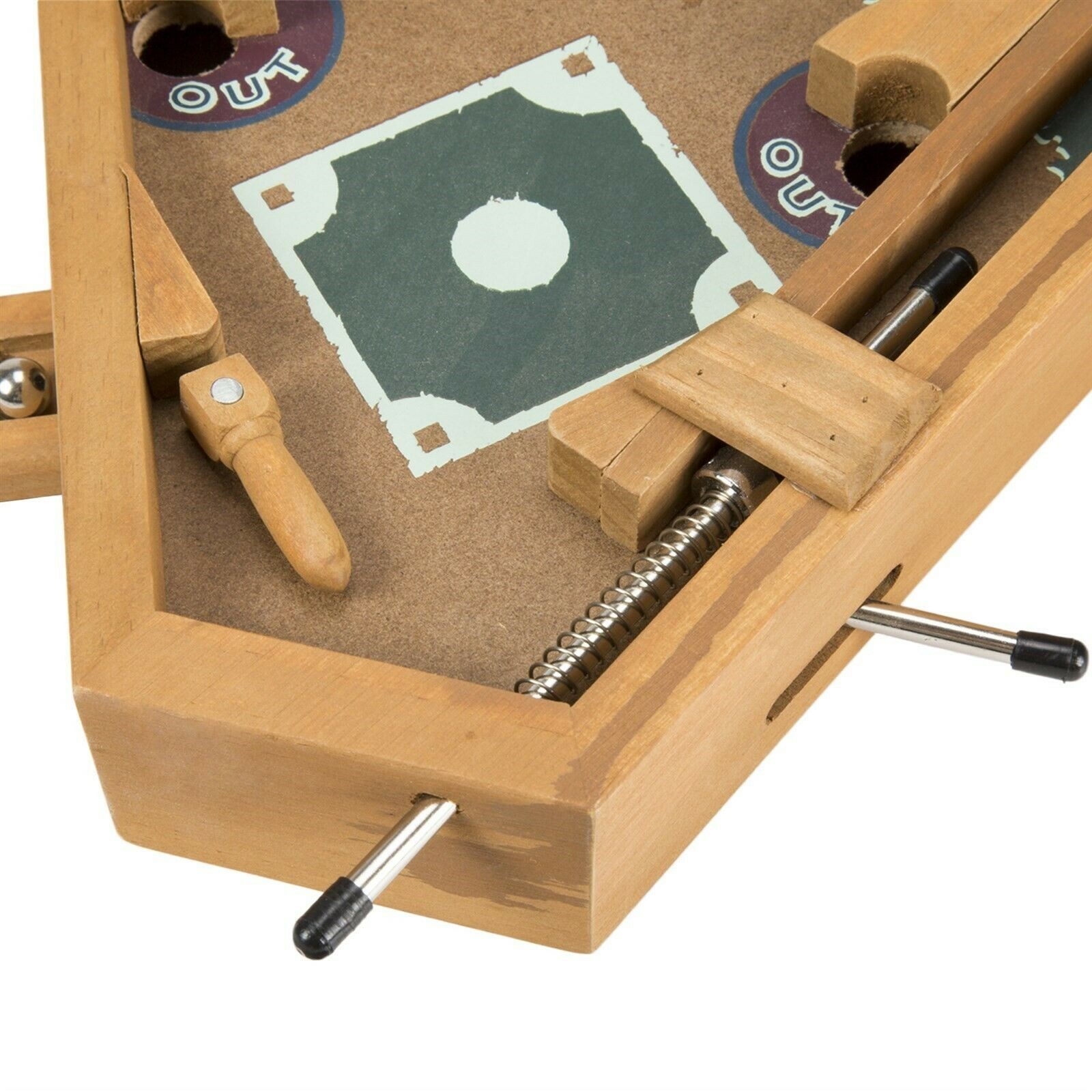 Table Top Wooden Baseball Diamond Pinball Set 13 x 12 Inches Kids Adult Game