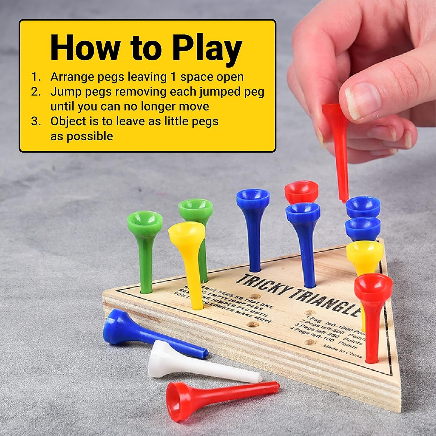 U.S. Toy Tricky Triangle Solitaire – Mind-Challenging Travel Game for Road Trips