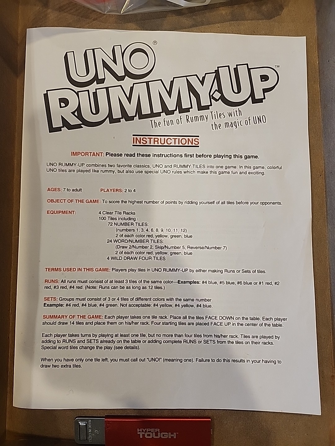 Uno Rummy Up Rummy Uno Multi Player Complete Excellent Mattel 1993