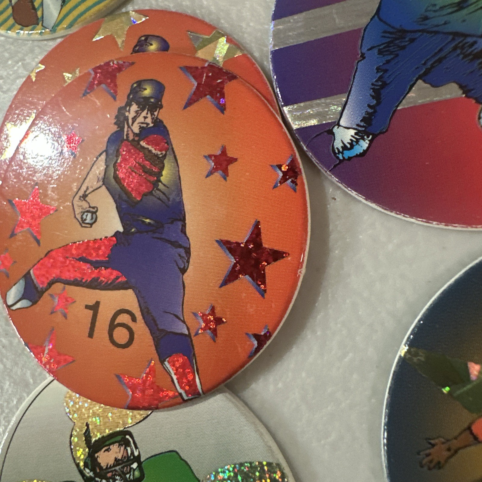 Lot Of 38 Sports Pogs Non Branded Milk Caps Doubles Will Be Red 90’s Vintage