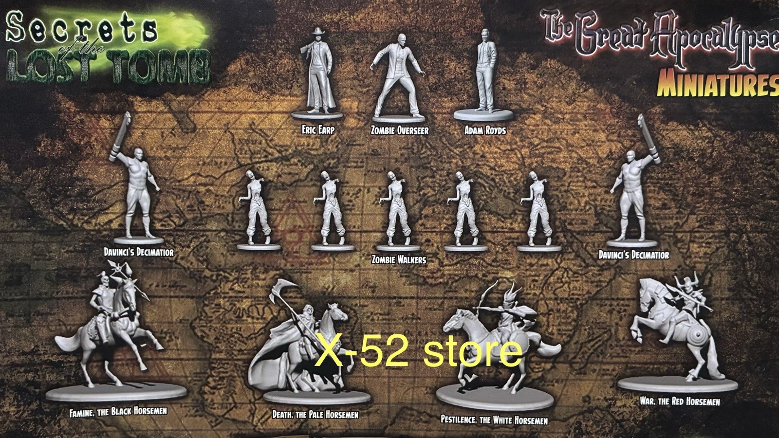 Secrets of Lost Tomb game 16 miniature figure set Great Apocalypse 4 Horsemen