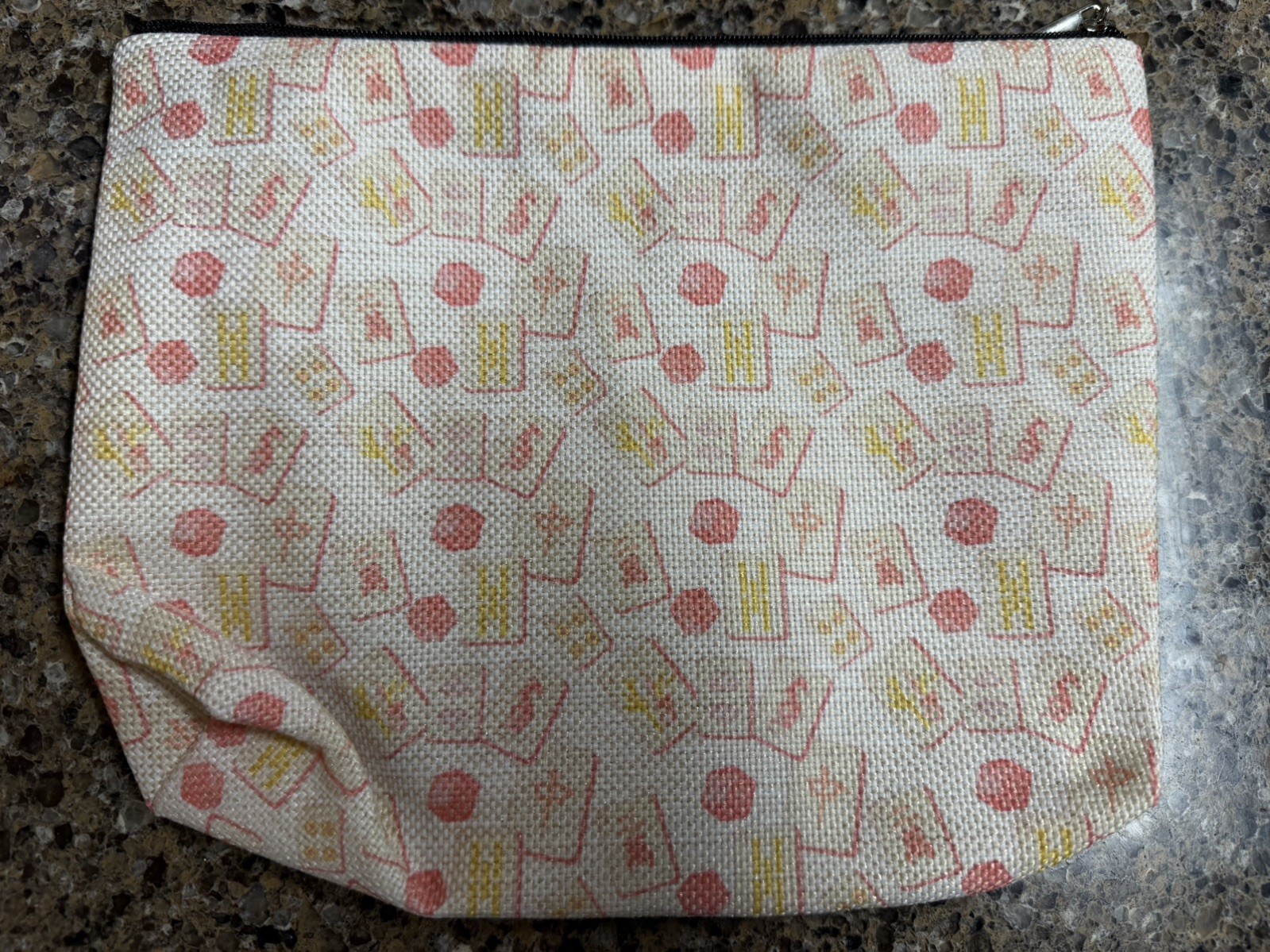 8 Pink Mahjong Tile Makeup Bag, Gifts for Mahjong Lover Cosmetic Bags