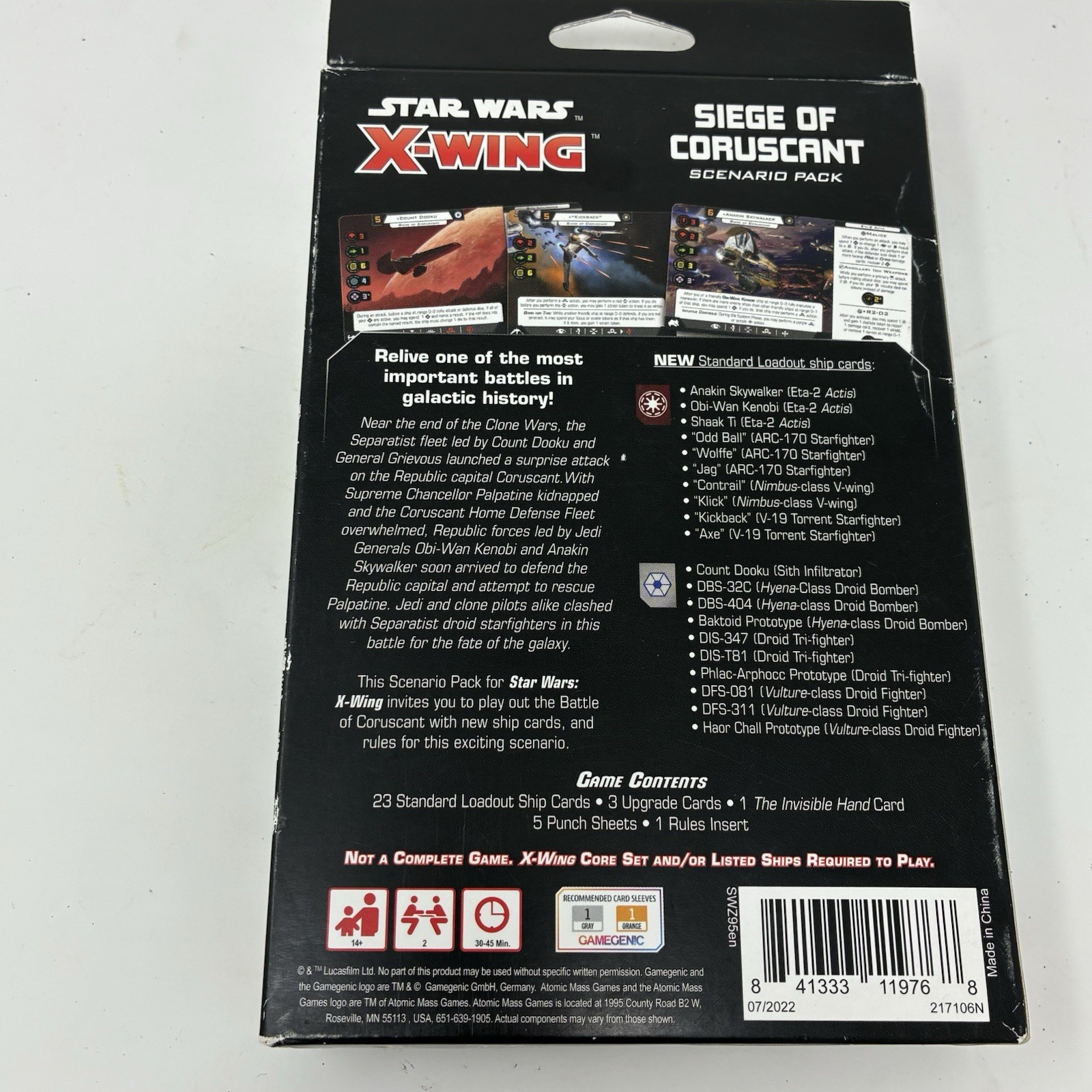 Star Wars X-Wing 2nd Edition Miniatures Game Seige of Coruscant BATTLE PACK
