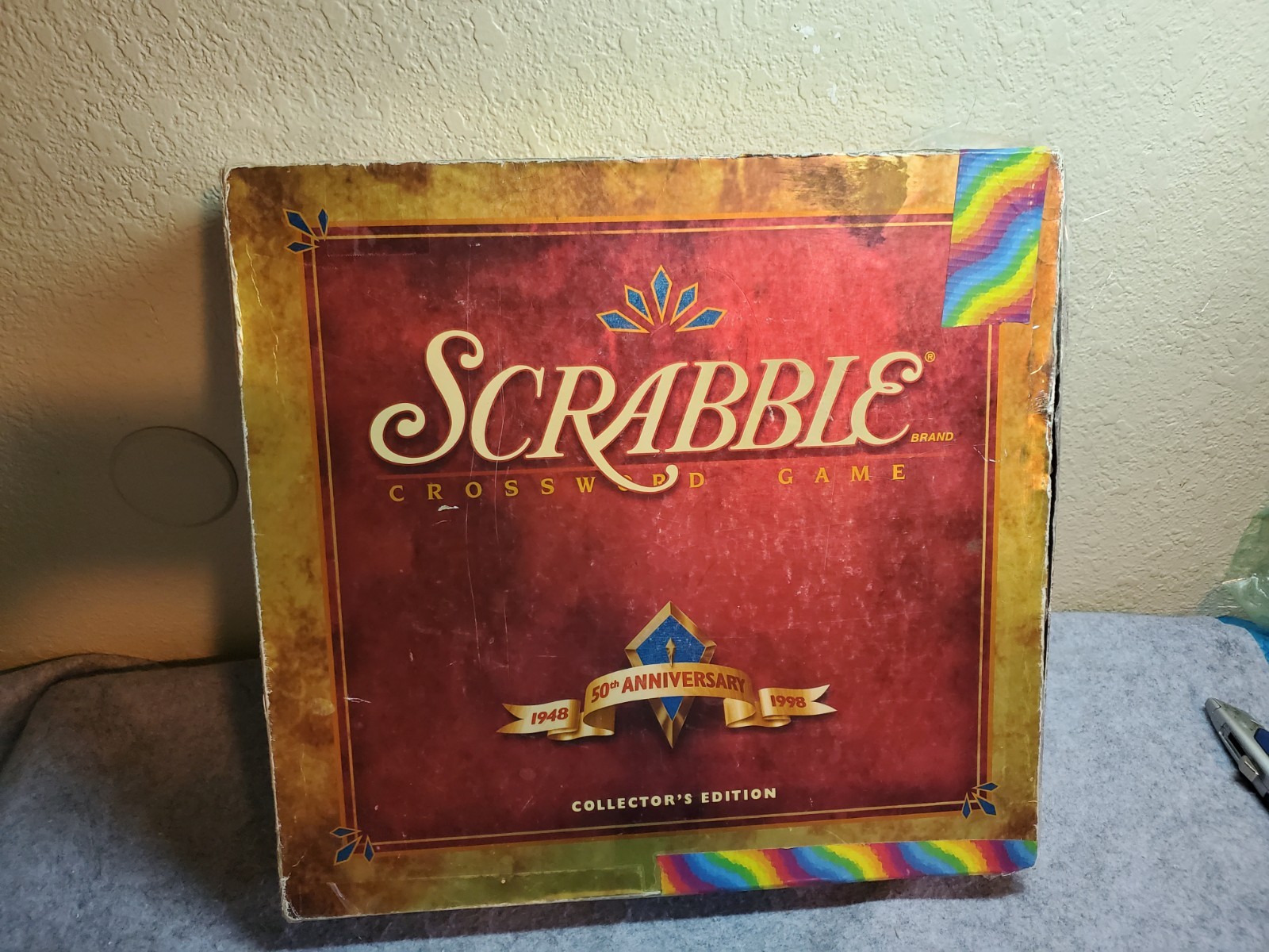 Scrabble Deluxe Turntable, 50th anniversary, 100 Blue letters, no timer or book