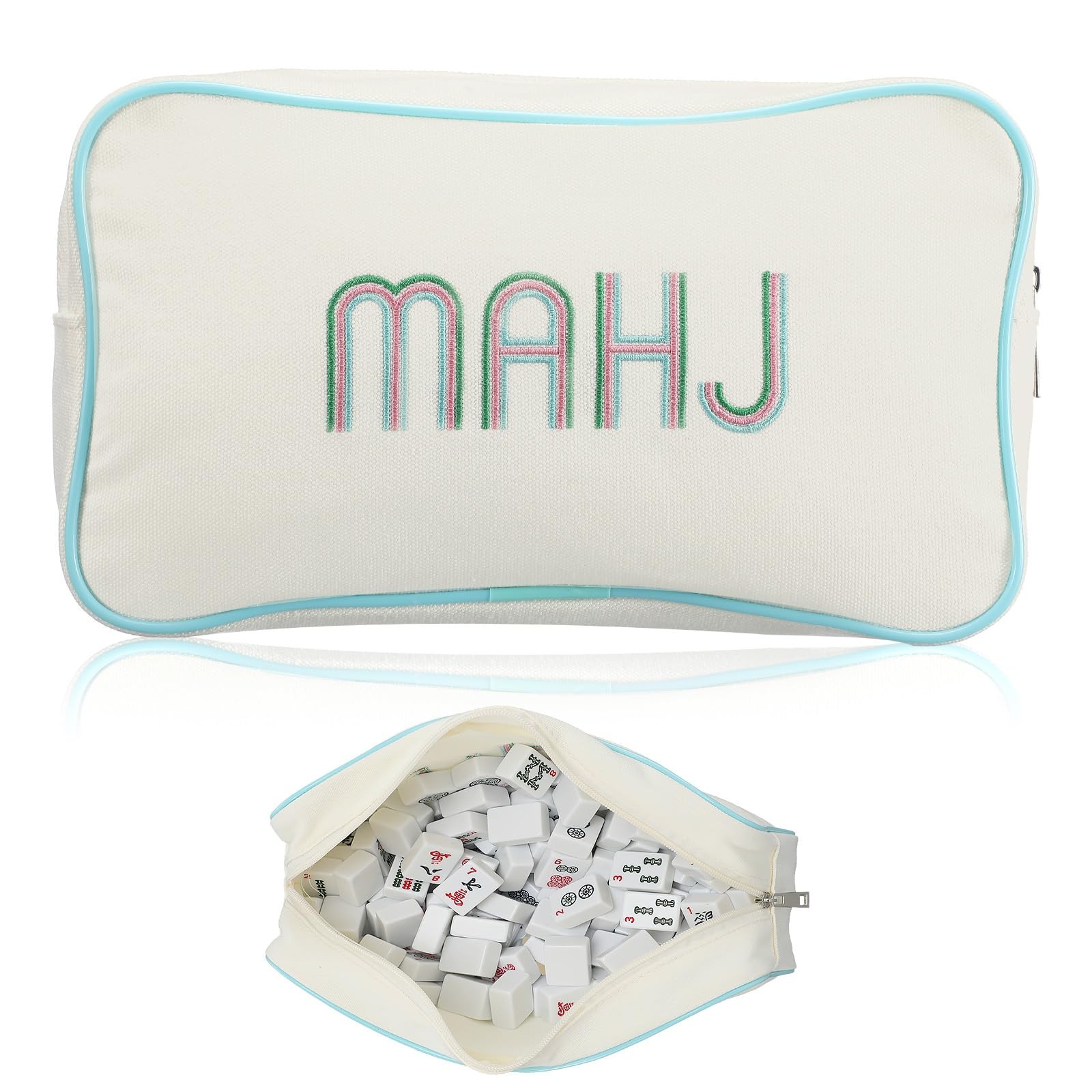 Empty Mahjong Bag Thickened American Mahjong Tiles Bag with Zipper Storage Po…