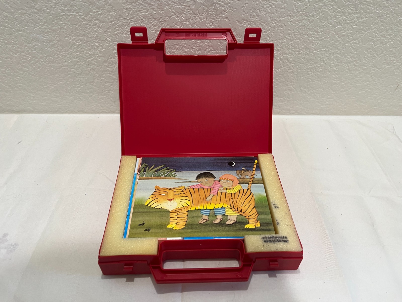Rare Vtg UNICEF 20 Cube Puzzle Game Camel Tiger Zebra Bear Seal Dolphin Case