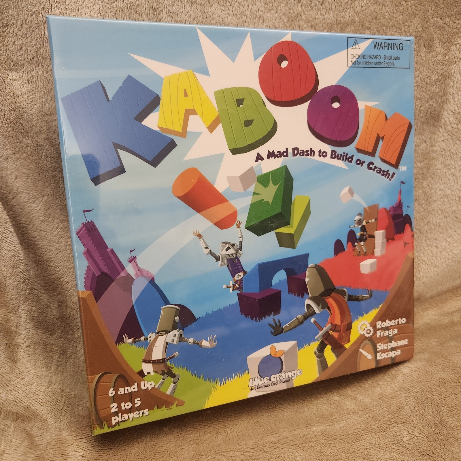 2013 Kaboom A Mad Dash To Build Or Crash Board Game Blue Orange NIB QwikShip!