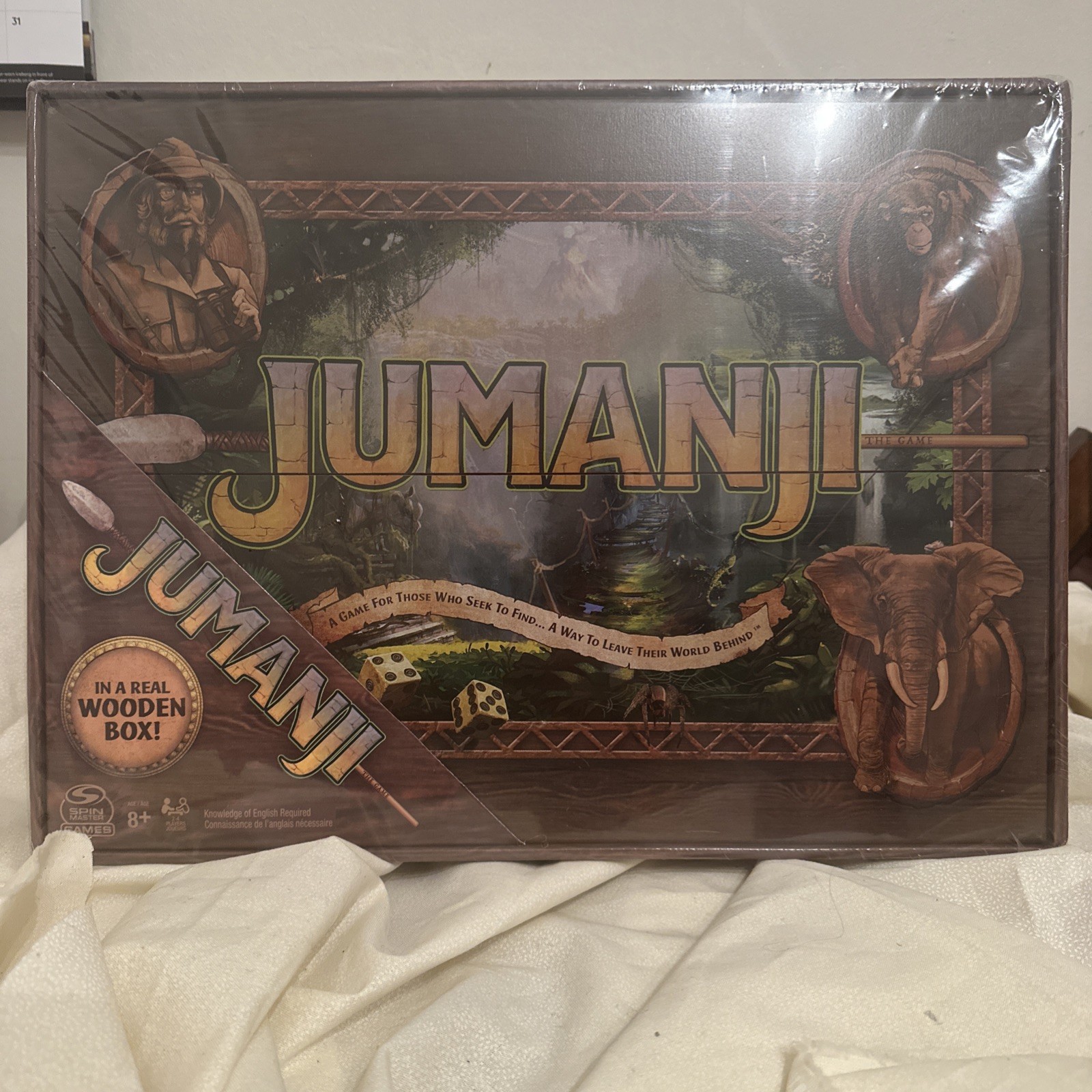Jumanji The Game Real Wooden Box Edition of the Classic Adventure Board Game NEW