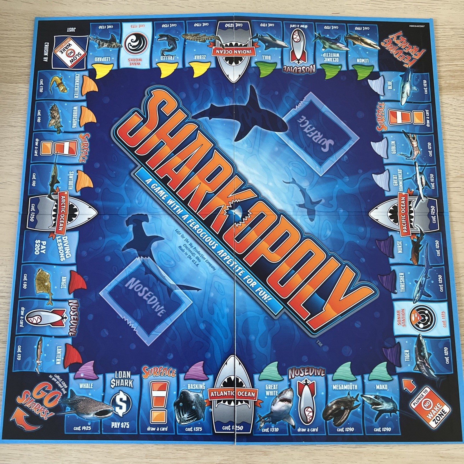 Sharkopoly Board Game Complete Shark Themed Monopoly Style Family Game
