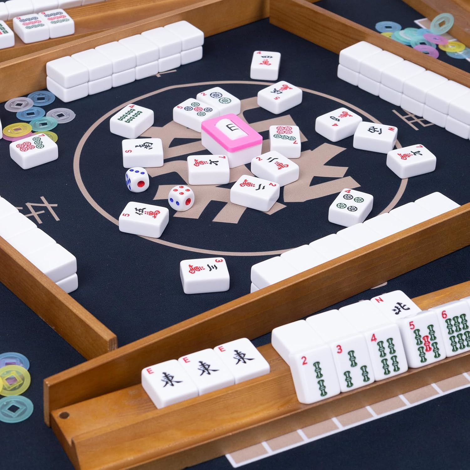 American Mahjong Set,Complete Game Kit, 166 Tiles Mahjong Tile Set with Wooden P