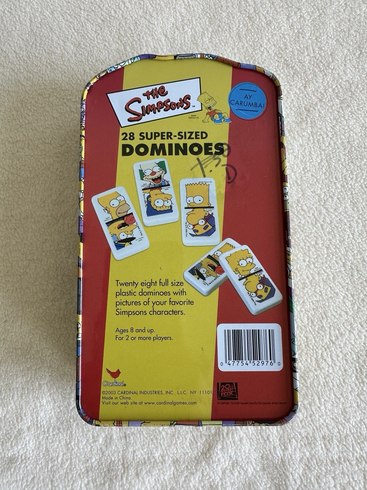Vintage The Simpsons Themed 28 Dominoes in Tin Container (2003)