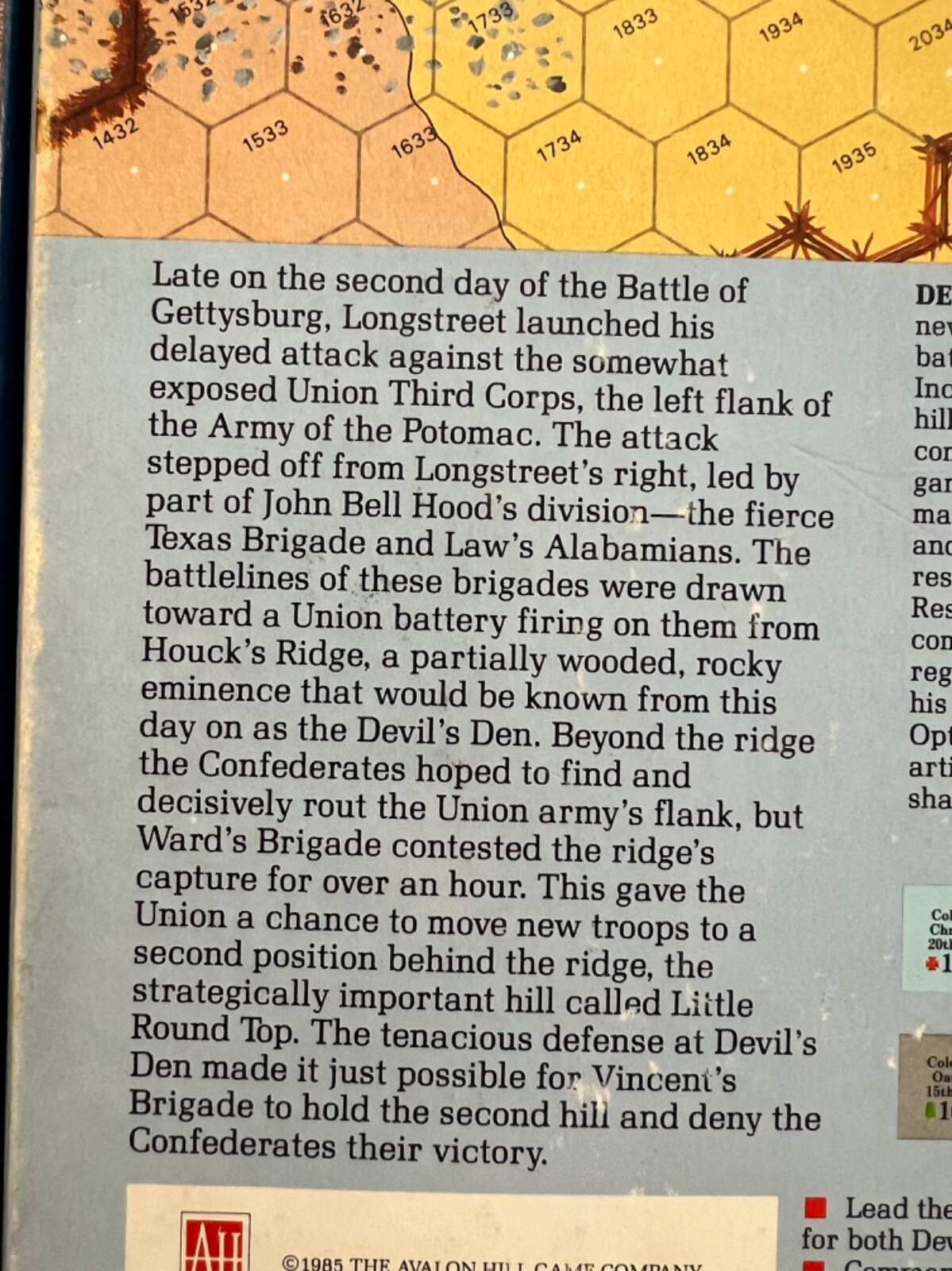 Devils Den American Civil War Game by The Avalon Hill Game Company 1985