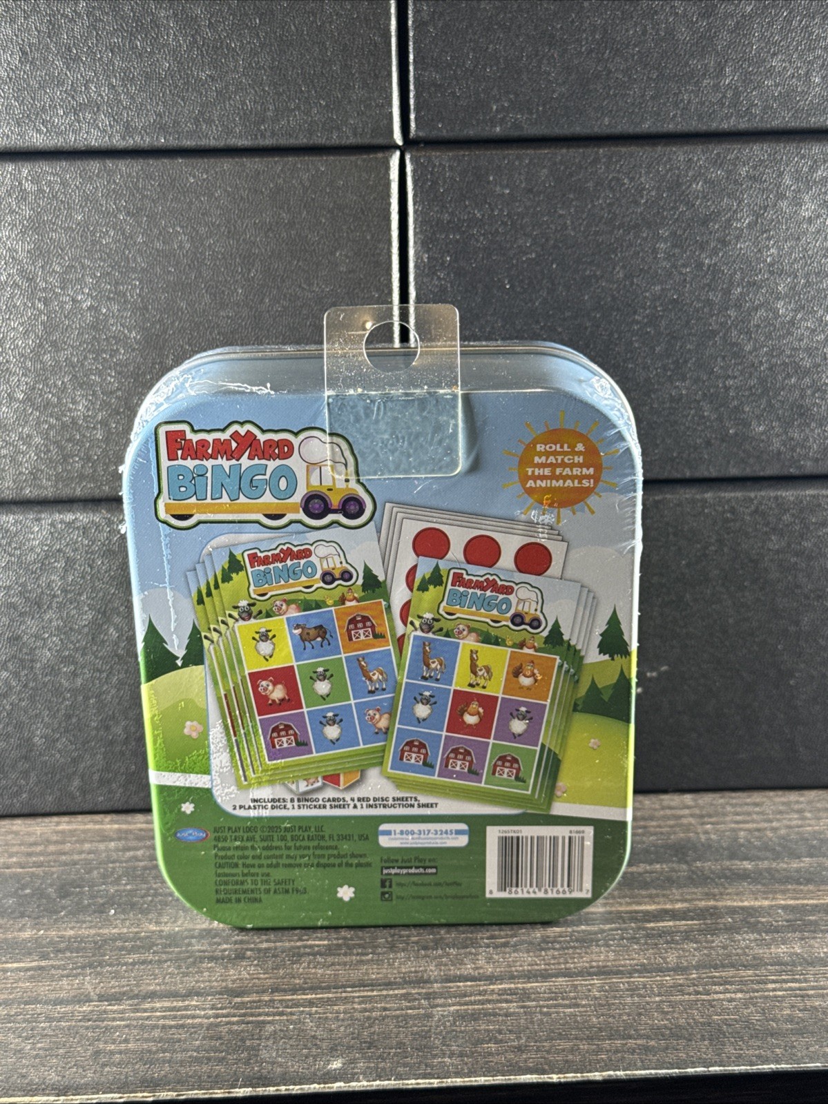 New & Sealed Travel Size Farmyard Bingo Game Tin Storage Container Age 3 and Up