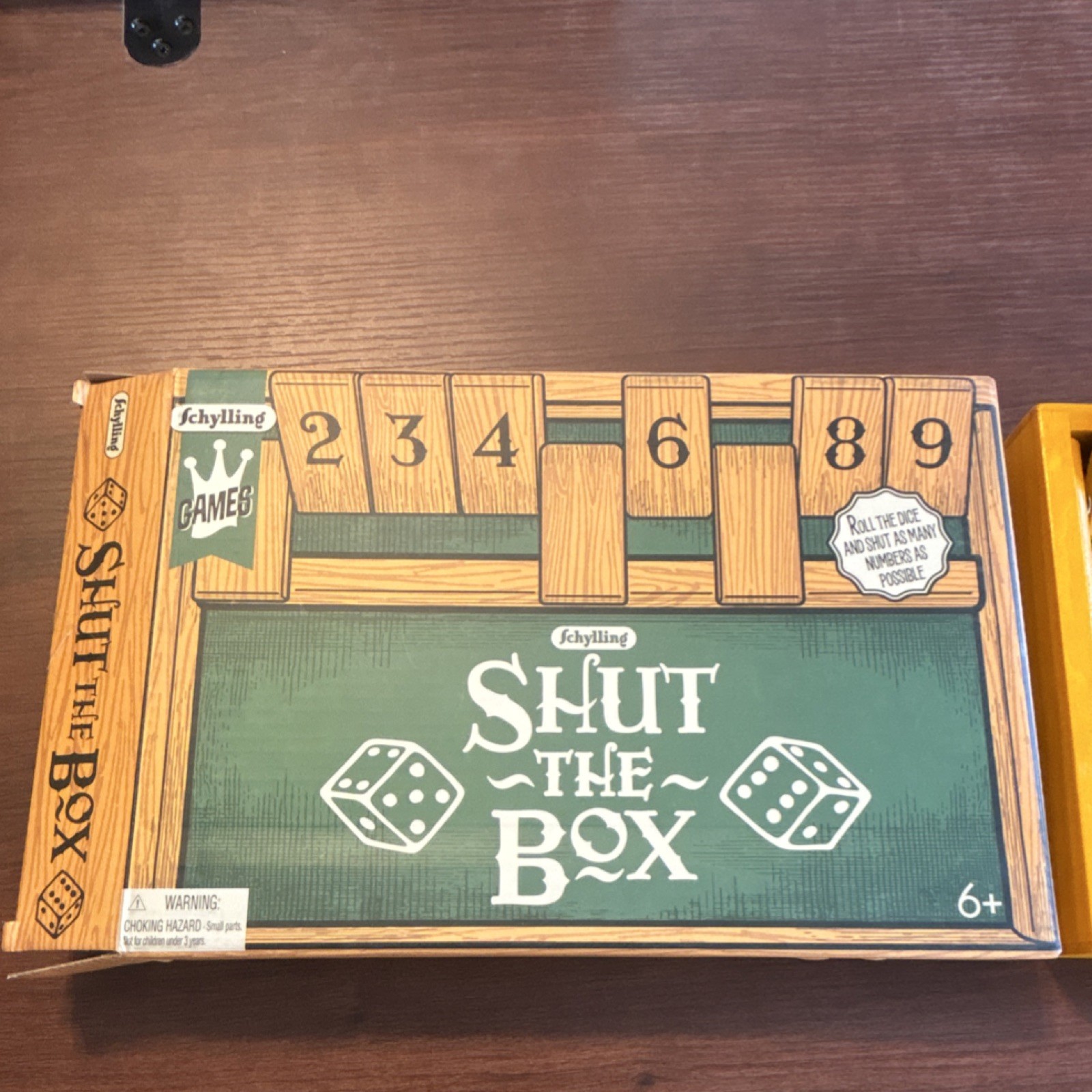 Schylling Shut the Box Solid Wood Game 9 Flipping Tiles, 1-2 Players, 6+