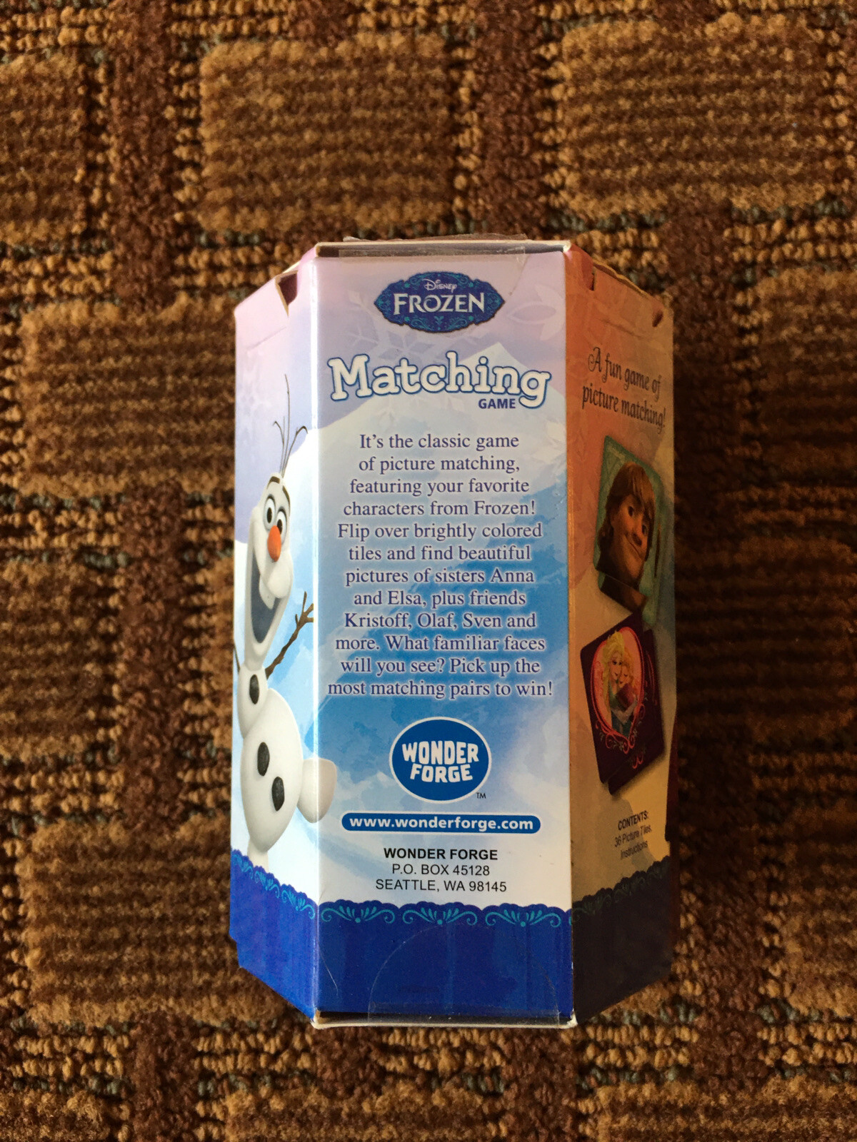 Disney Frozen Matching Game 36 Picture Tiles Anna, Elsa, Kristoff, Olaf, & More