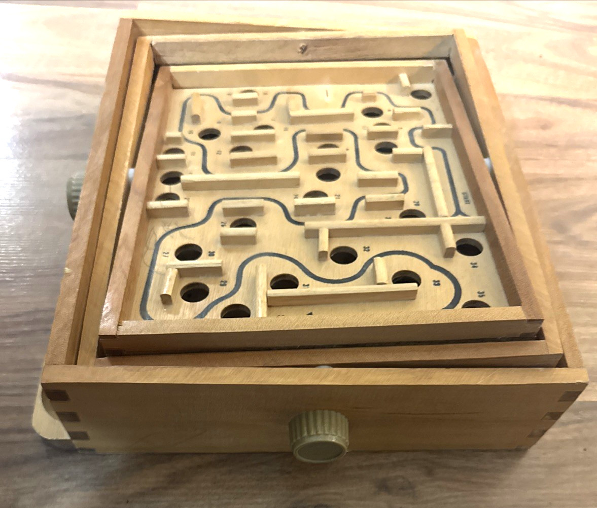 Classic Labyrinth Wooden Marble Maze Game ~ Tilt Board Roll Ball Skill Focus Toy