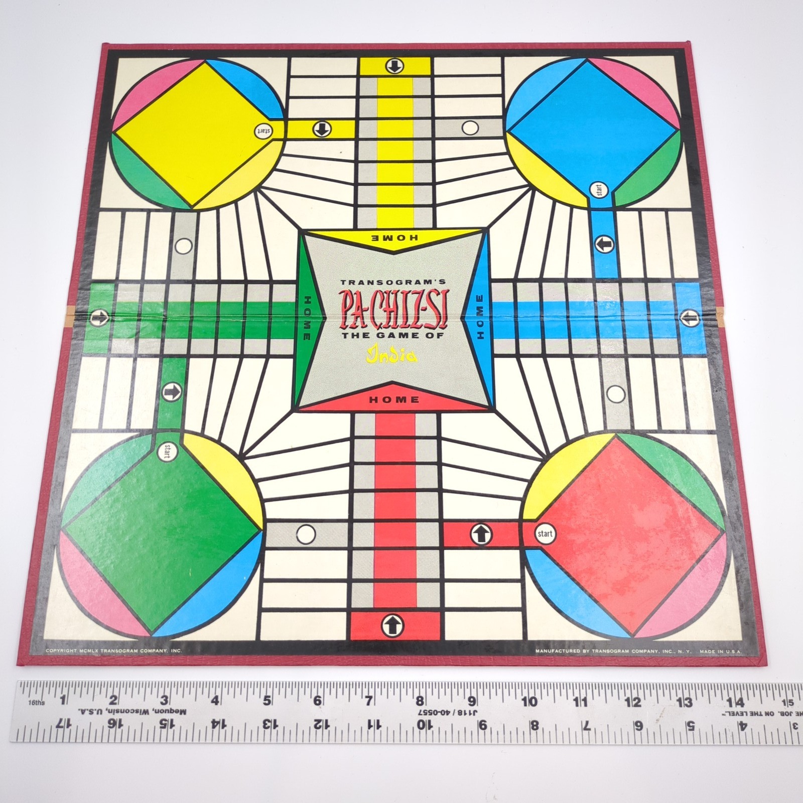 VTG 1960 Transogram Pa-Chiz-Si The Game of India Classic Pachisi Board Only