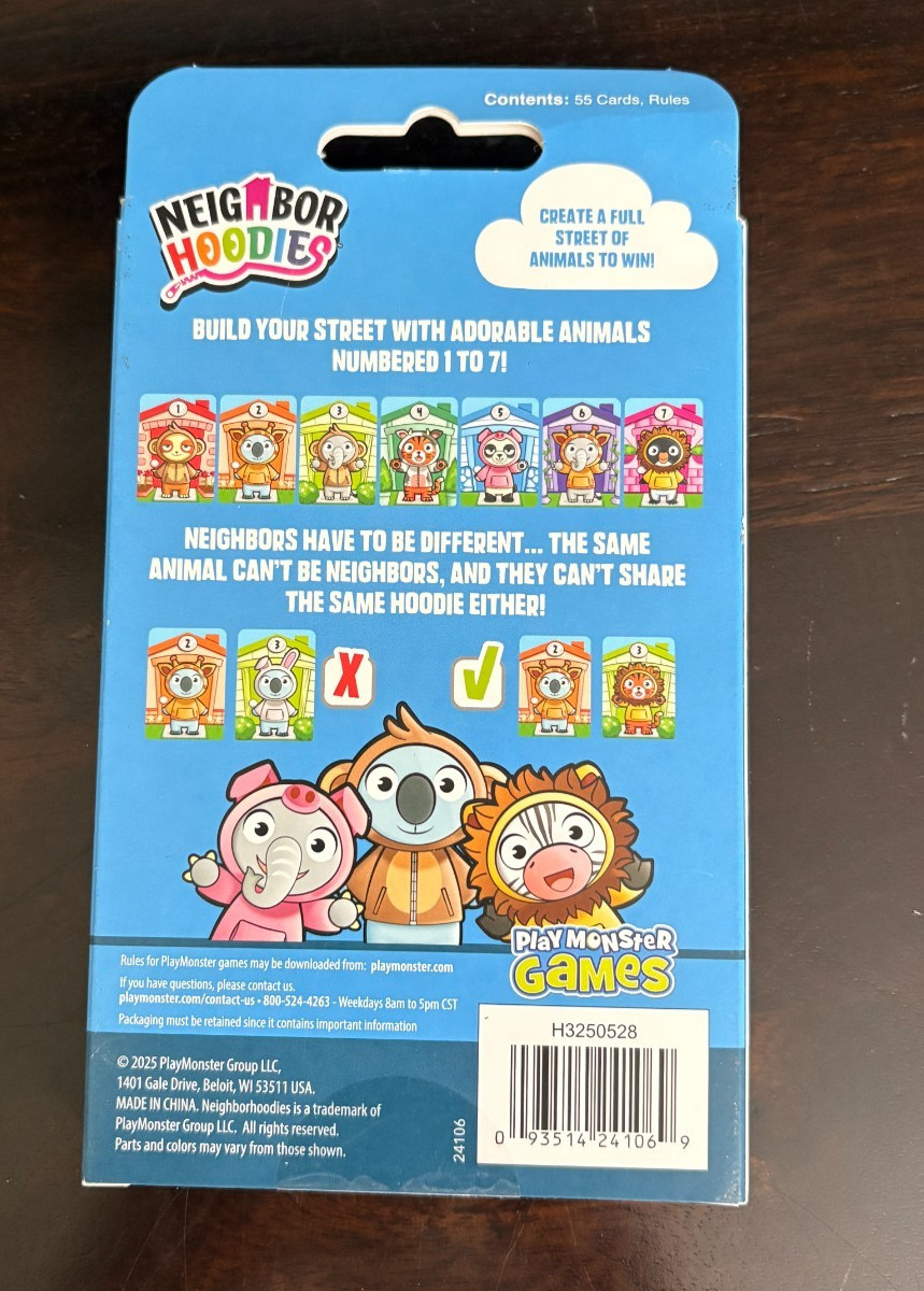 PlayMonster Neighbor Hoodies Board Game Kids 5 and Up NIB
