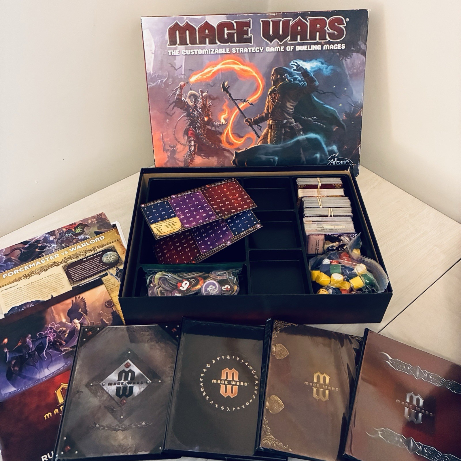 Mage Wars Dueling Mages Strategy Game Core Set Complete + Extras Arcane Wonders