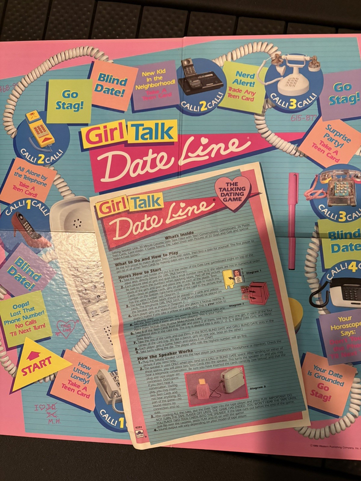 Girl Talk Date Line Board Game Golden Vintage 1989 Complete wi/ Cassette Tape