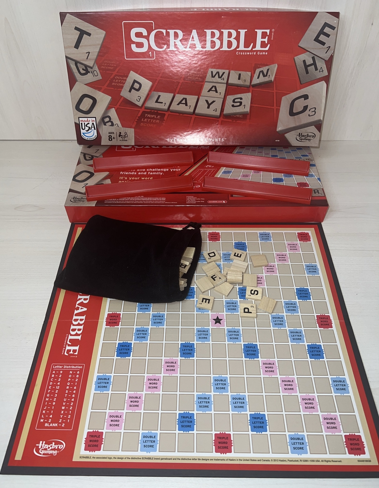 Hasbro Scrabble Game – A8166 Dated 2013 Very Clean – Complete – Original Box EUC