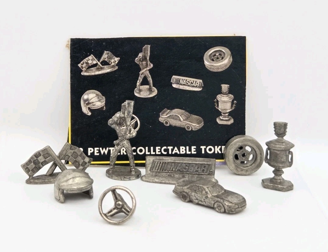 8 Pewter Tokens From NASCAR Monopoly Game 1997 Official Collector’s Edition