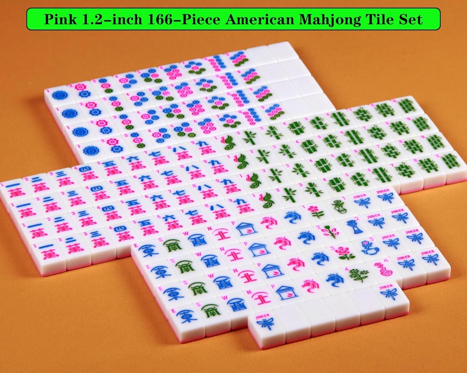 Pink Mahjong Tile Set 1.2 Inch American Mahjong Set 166 Mahjong Set
