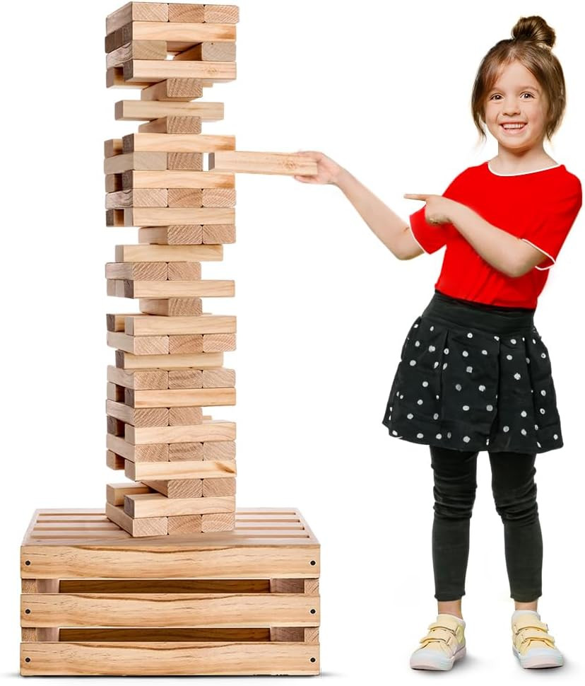 Premium Giant Tower Game – 60 Blocks, Stacks 5Ft, Outdoor Fun for All Ages