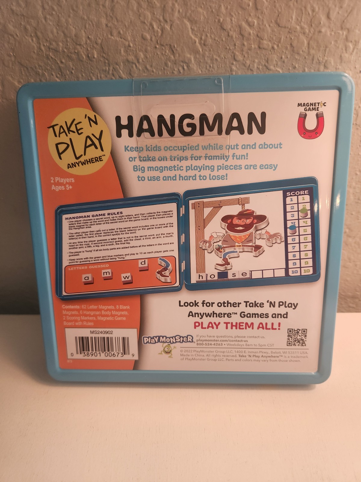 PlayMonster Take ‘N Play Anywhere Hangman Magnetic Game Tiles 2 Players 2022