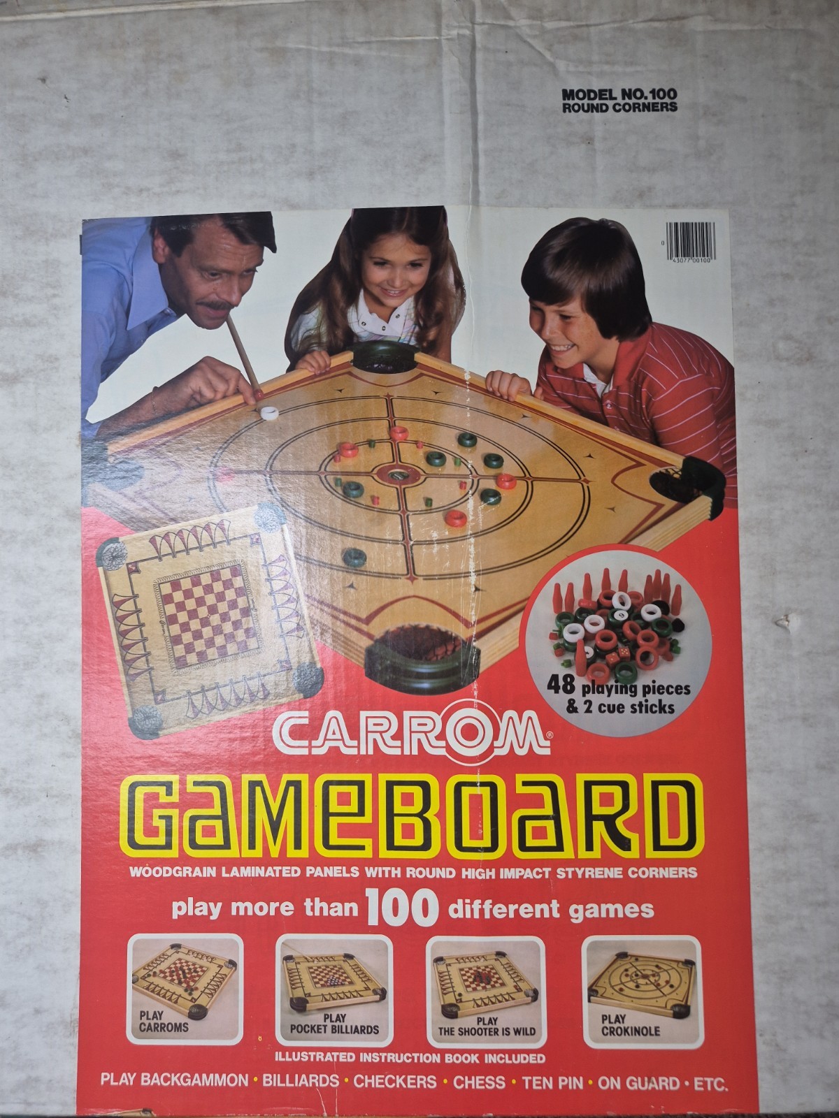 Vintage Carrom Wooden Game Board Table Model 100 Complete In Original Box