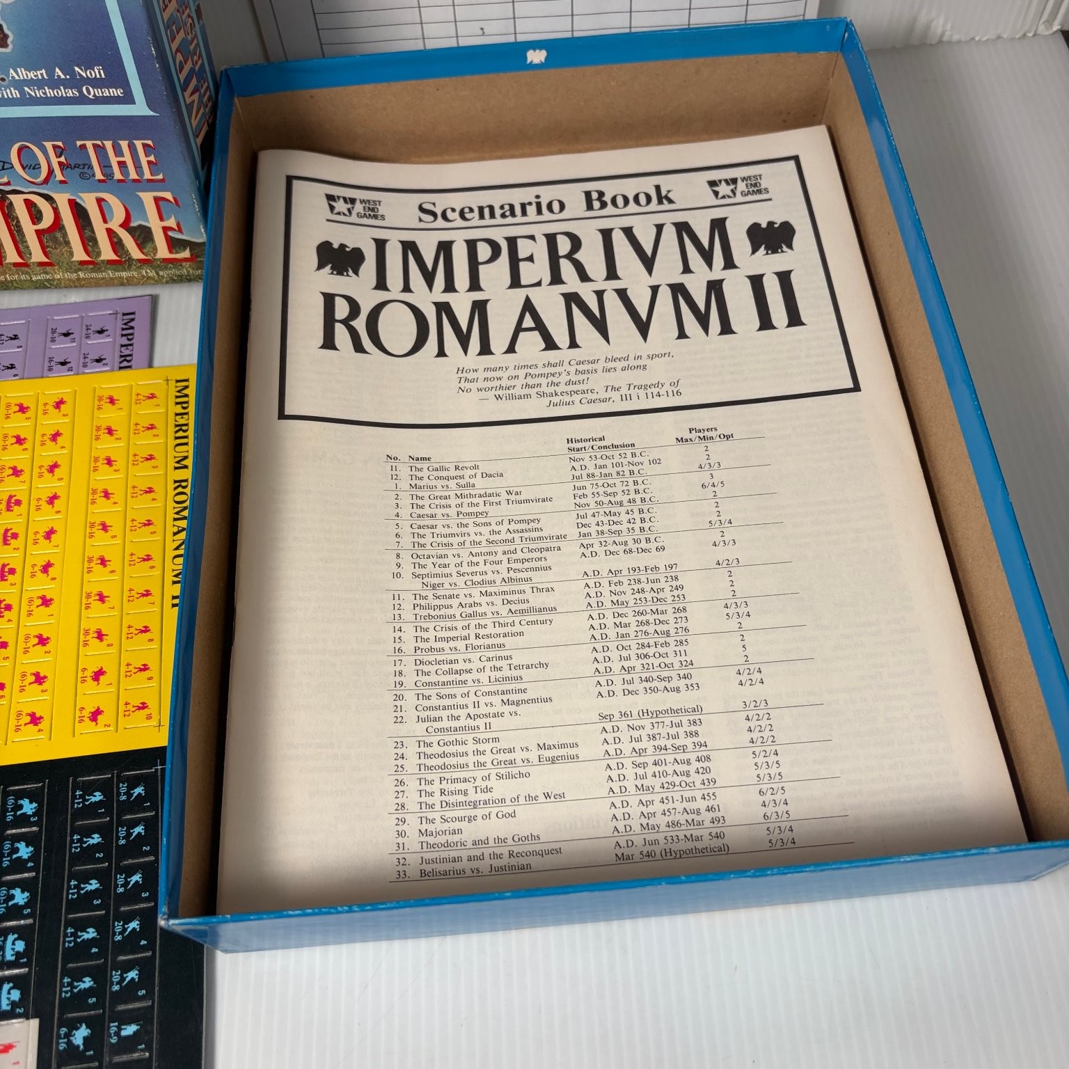 Imperium Romanum II West End Games Board Game Unpunched Unplayed w/ Errata