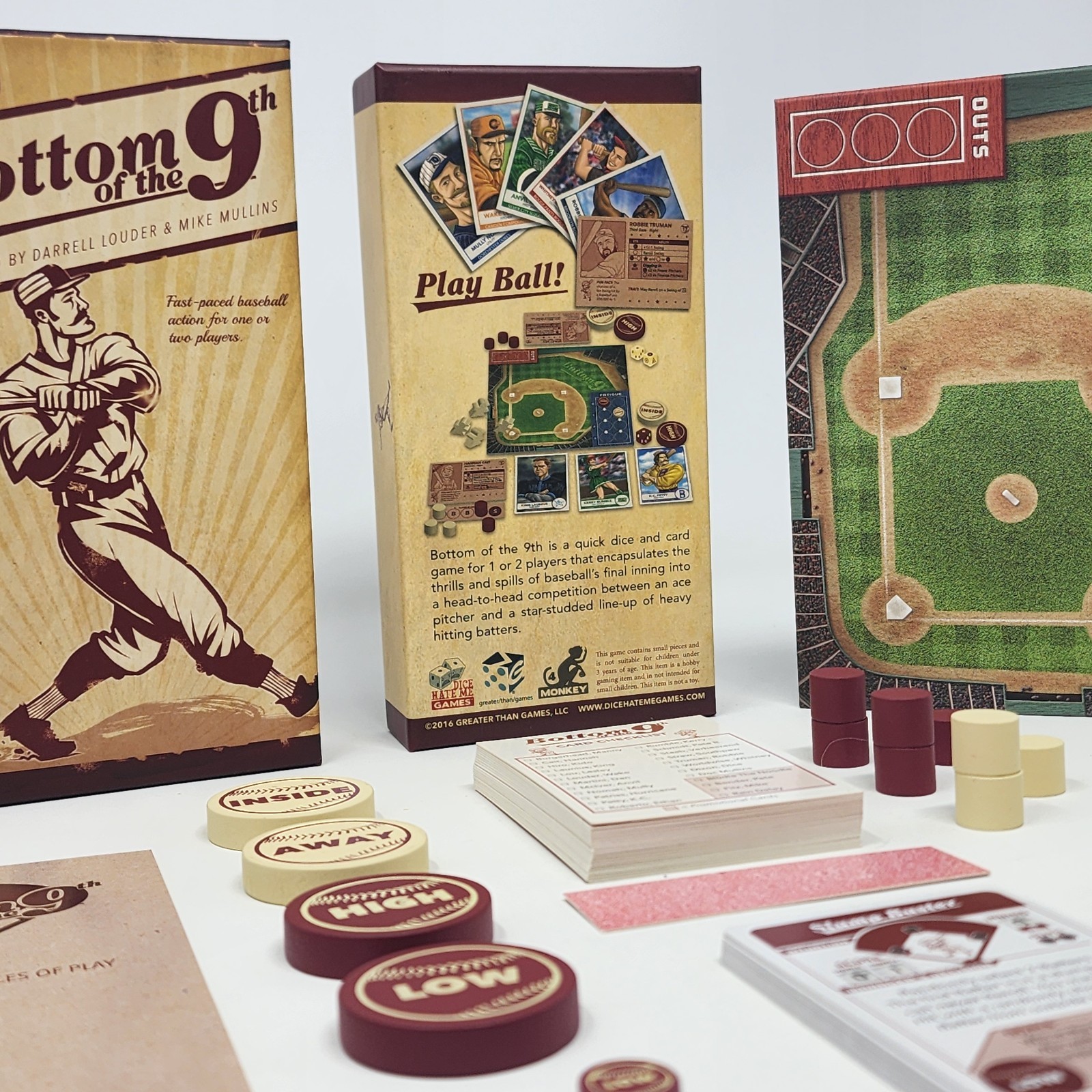 Bottom of the 9th Dice Hate Me Games 2016 2 Player Baseball Game Complete EX/NM