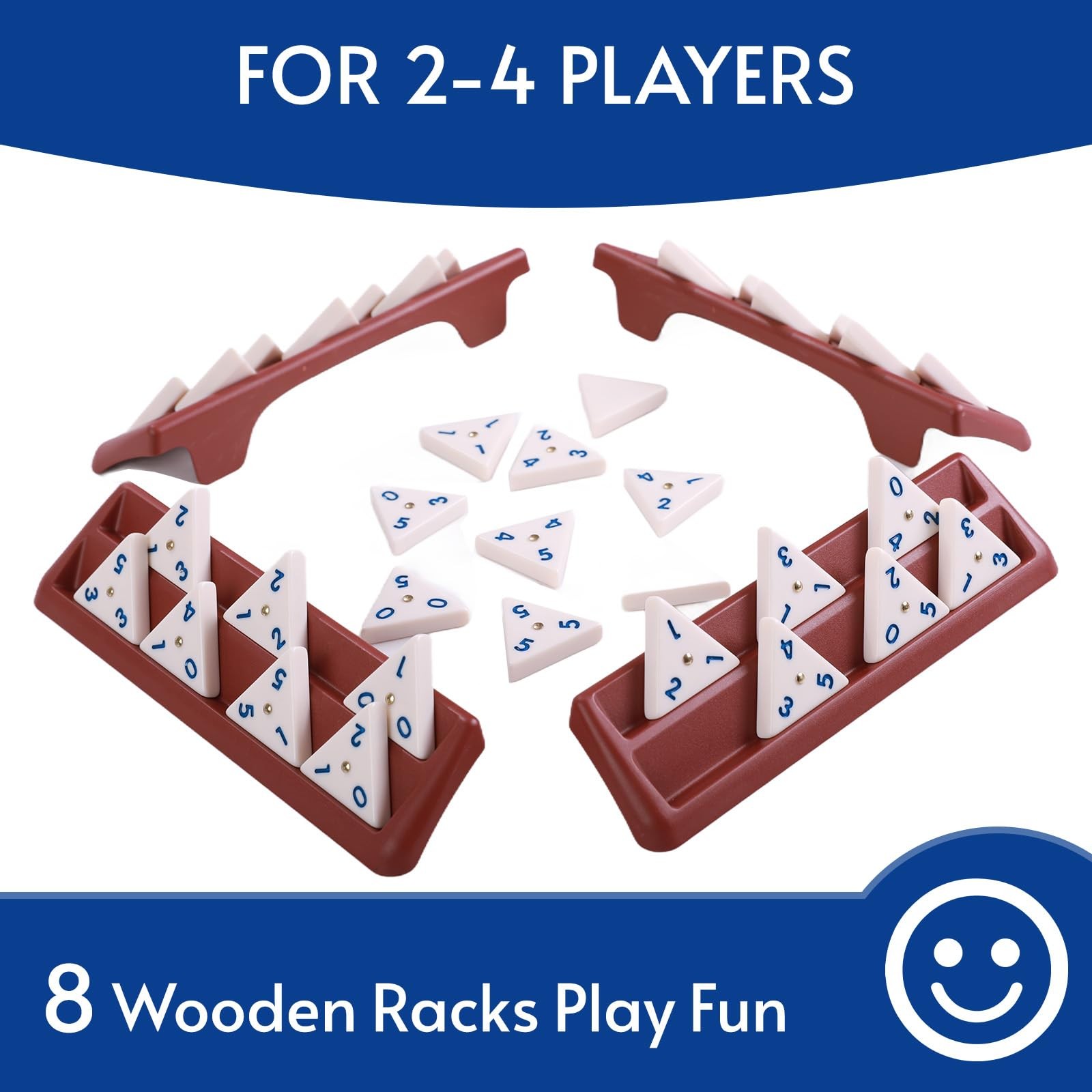 Melamine Premium Travel Triangle Domino Game Set with 4 Holders, Includes 56 …