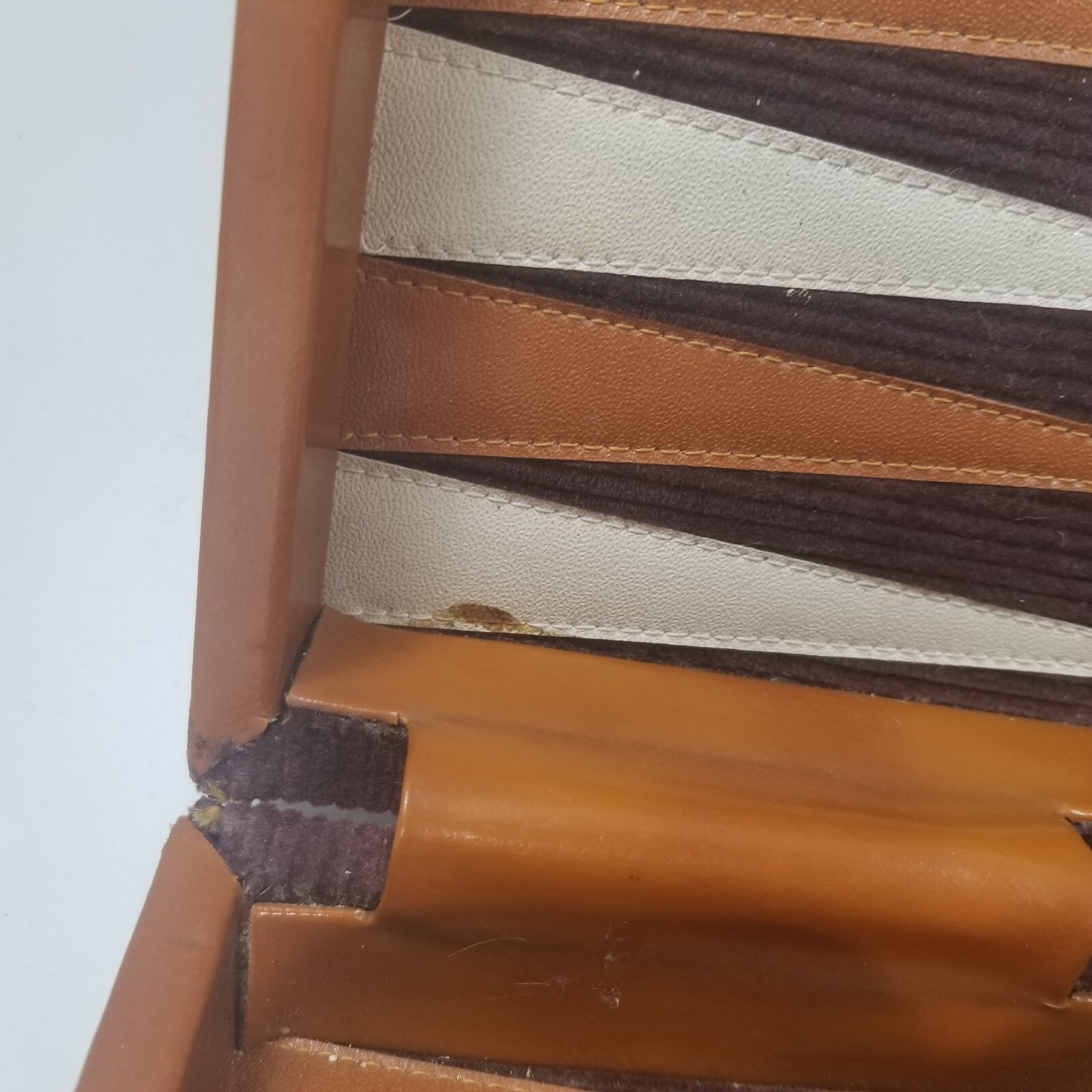 Vintage Leather Corduroy Bakelite Pieces Travel Backgammon Box Set Dice