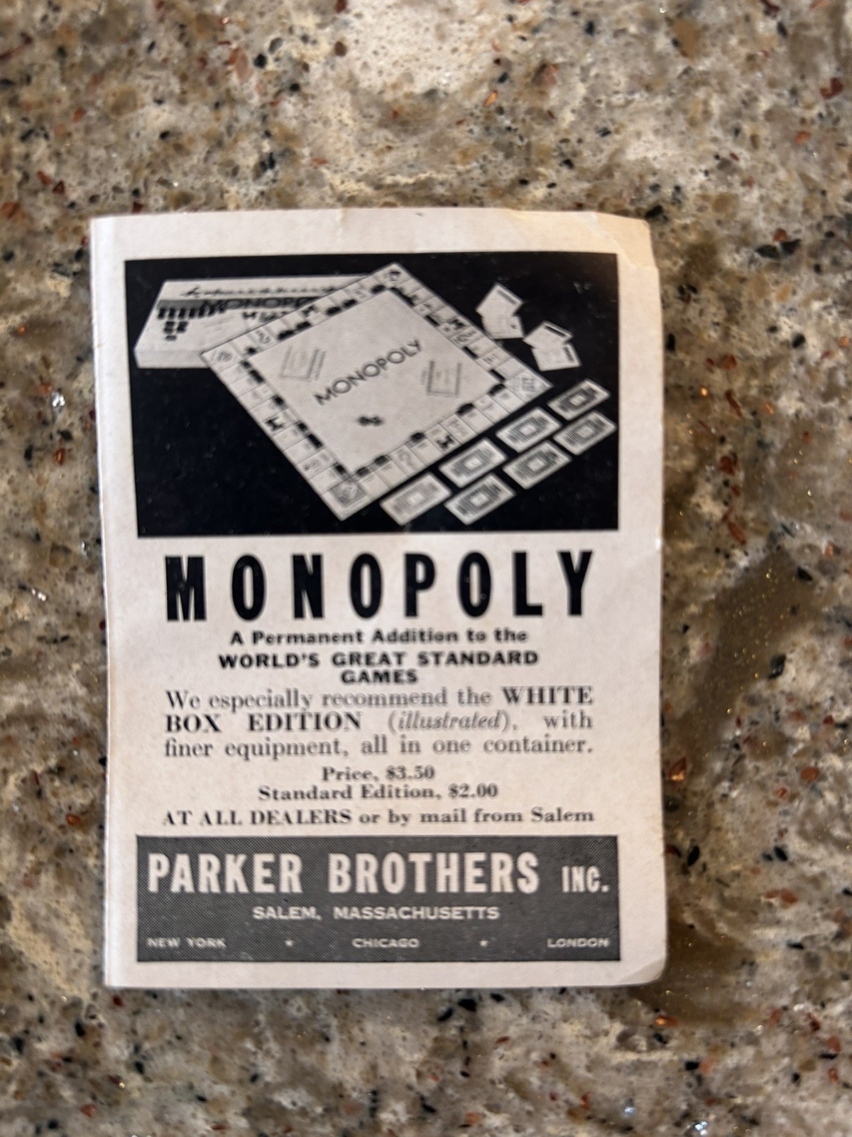 Early MONOPOLY Game-Parker Brothers-“Trade Mark” Black Box-Old Style $$-