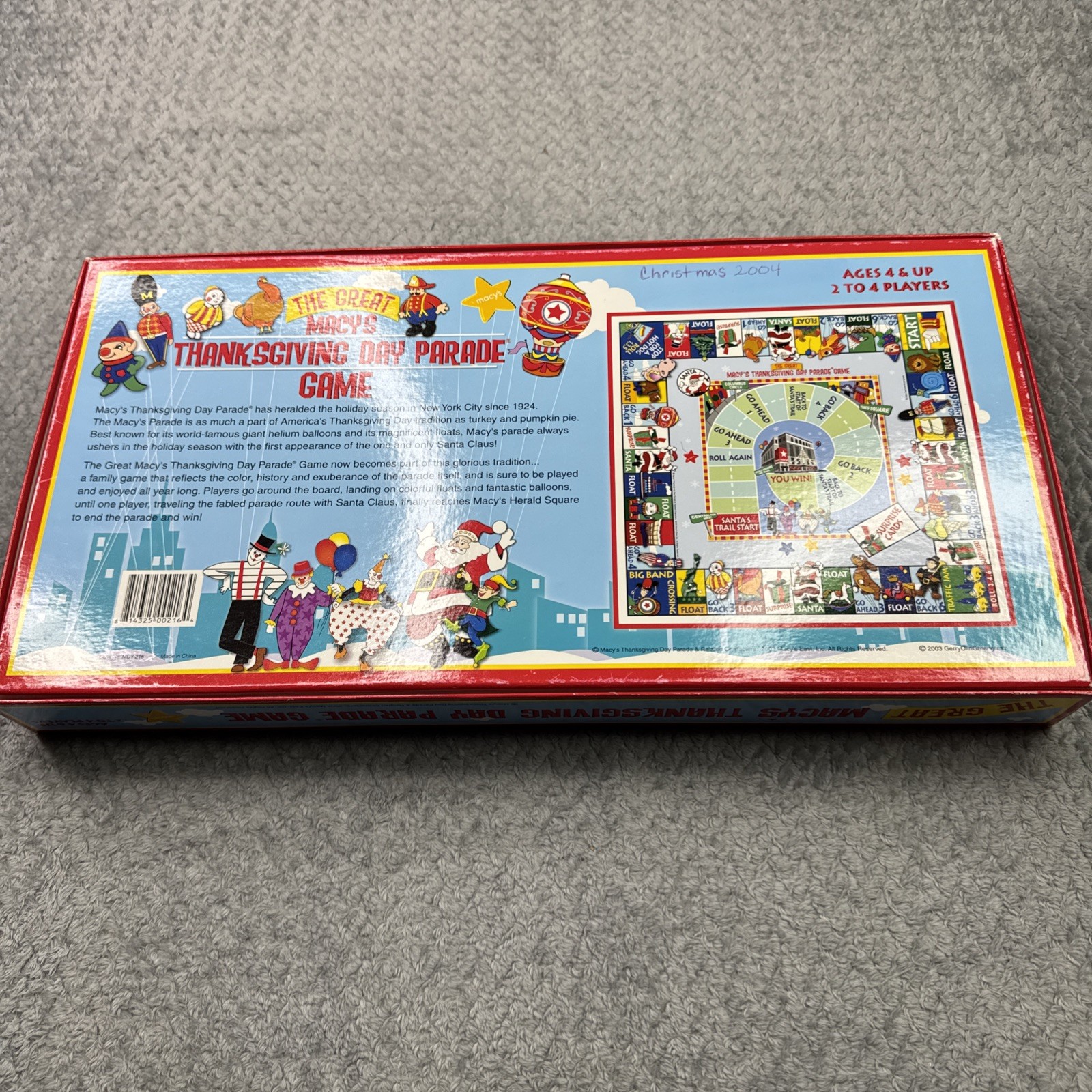 The Great Macy’s Thanksgiving Day Parade Board Game (2003) Complete