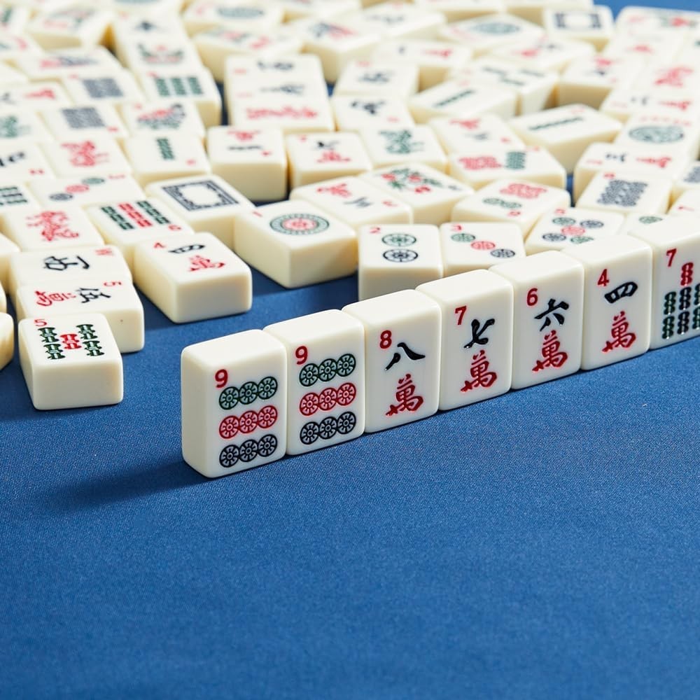 Compact Standard Sized 1.2” Mahjong Tiles – 166 Engraved and Durable Ivory Tiles