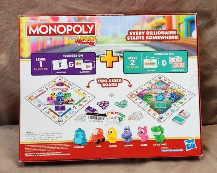 Monopoly Junior Board Game, 2-Sided – 2 Games in 1 – NEW SEALED