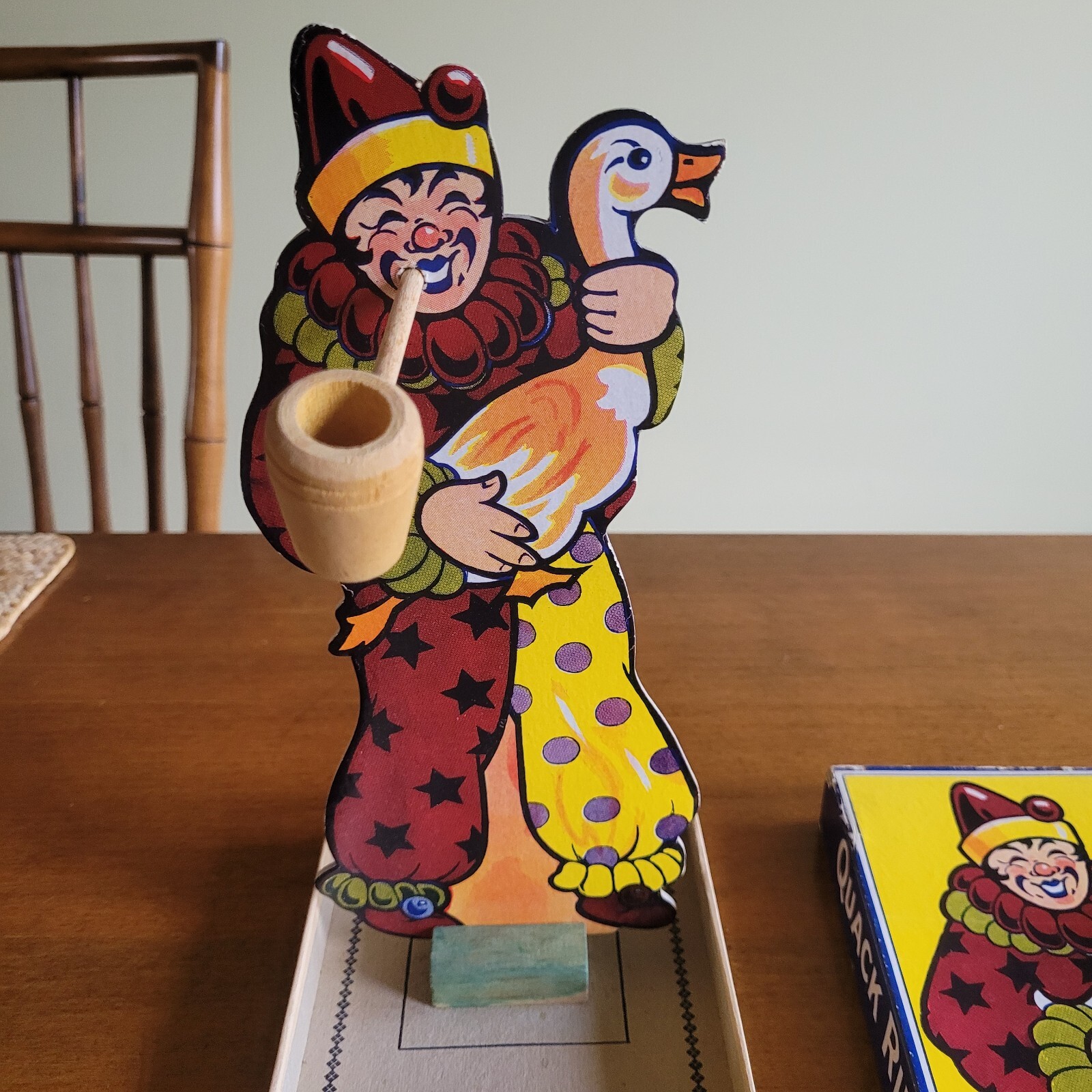 Vintage Quack Ring Toss Toy Game w/ Clown & Pipe Complete Rosebud Art Co 1940’s