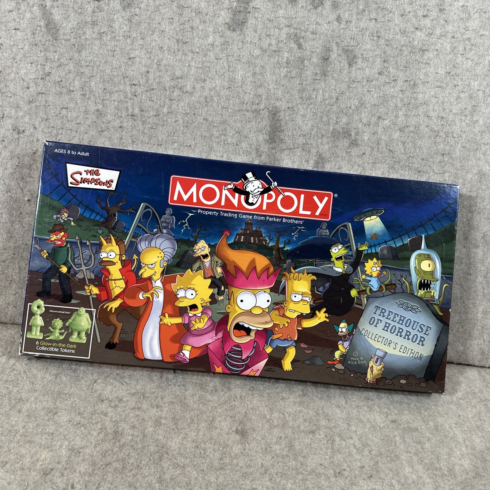 THE SIMPSONS TREE HOUSE HORROR Monopoly GLOW-IN-THE-DARK Board Game Incomplete