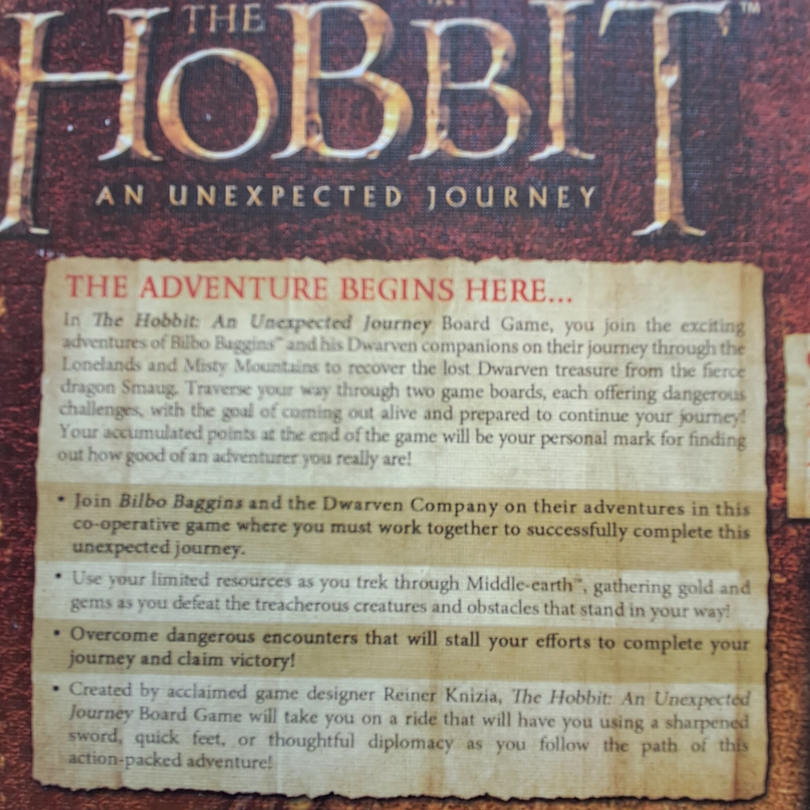 Cryptozoic THE HOBBIT AN UNEXPECTED JOURNEY Board Game – Epic Middle-Earth