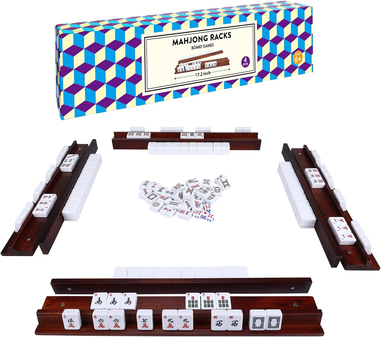 Offelec 17.2 * 1 * 2.4 Inch Upgraded Magnetic Mahjong Racks, 4 Pcs American