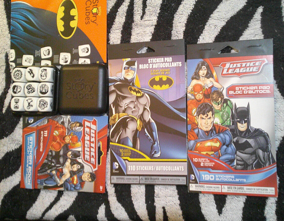 DC Comics Batman Rory’s Story Cubes + 3 sticker books – 9 cubes and 411 stickers