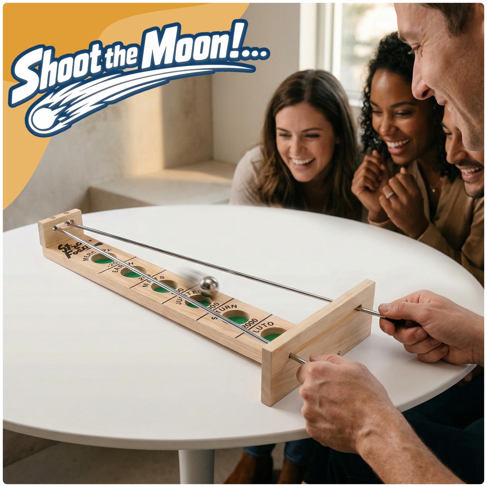Shoot the Moon – Classic Solid Wood Rolling Ball Game for Family Fun & Skill …